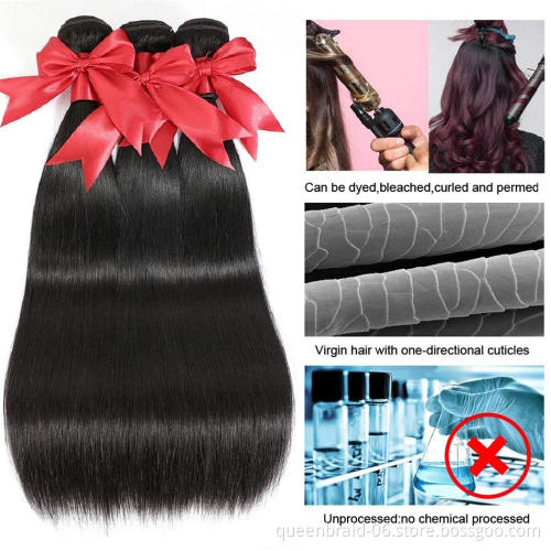 Brazilian Straight Human Hair Weave Bundles Natural Black 100% Virgin Human Hair Extension Bundles Remy Hair Natural Black Color